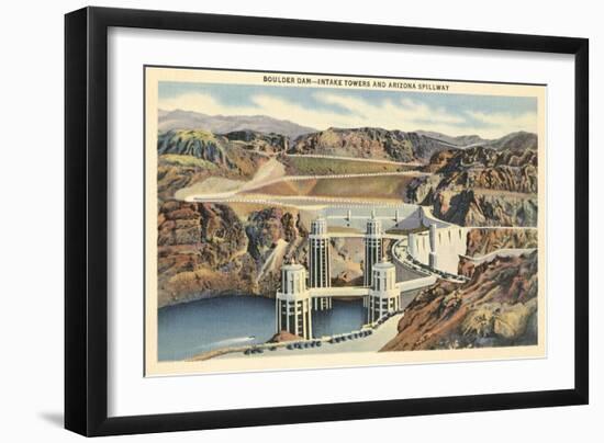 Boulder Dam and Arizona Spillway-null-Framed Art Print