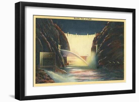 Boulder Dam at Night, Nevada-null-Framed Art Print