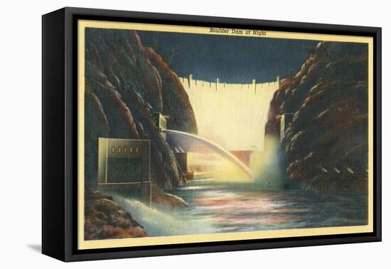 Boulder Dam at Night, Nevada-null-Framed Stretched Canvas