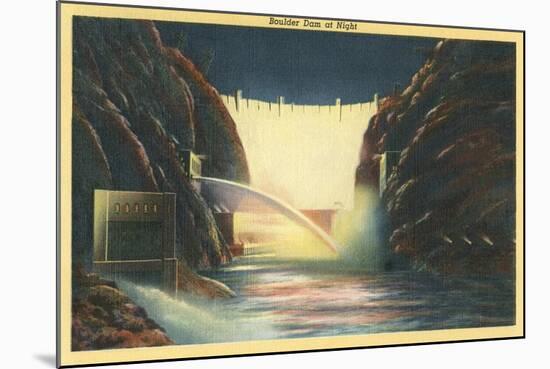 Boulder Dam at Night, Nevada-null-Mounted Art Print
