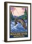 Boulder River, Montana - Fly Fishing Scene-Lantern Press-Framed Art Print