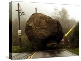 Boulder Some 25 Feet High Blocks Both Lanes of the Topanga Caynon Road-null-Stretched Canvas