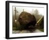 Boulder Some 25 Feet High Blocks Both Lanes of the Topanga Caynon Road-null-Framed Photographic Print