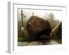 Boulder Some 25 Feet High Blocks Both Lanes of the Topanga Caynon Road-null-Framed Photographic Print
