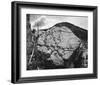 Boulder with hill in background, Rocks at Silver Gate, Yellowstone National Park, Wyoming, ca. 1941-Ansel Adams-Framed Art Print