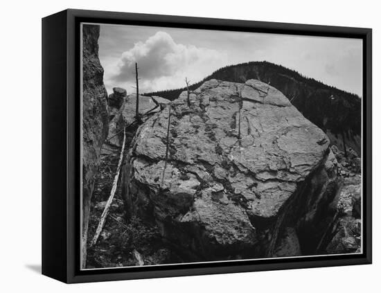 Boulder With Hill In Bkgd "Rocks At Silver Gate Yellowstone NP" Wyoming 1933-1942-Ansel Adams-Framed Stretched Canvas