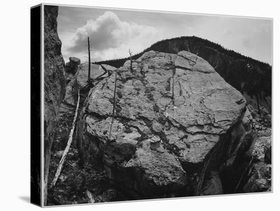 Boulder With Hill In Bkgd "Rocks At Silver Gate Yellowstone NP" Wyoming 1933-1942-Ansel Adams-Stretched Canvas