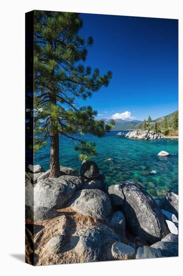 Boulders and cove at Sand Harbor State Park, Lake Tahoe, Nevada USA-Russ Bishop-Stretched Canvas