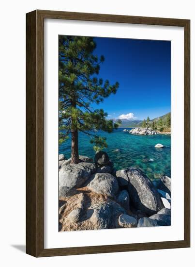 Boulders and cove at Sand Harbor State Park, Lake Tahoe, Nevada USA-Russ Bishop-Framed Photographic Print