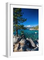 Boulders and cove at Sand Harbor State Park, Lake Tahoe, Nevada USA-Russ Bishop-Framed Photographic Print