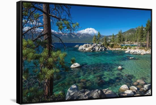 Boulders and cove at Sand Harbor State Park, Lake Tahoe, Nevada, USA-Russ Bishop-Framed Stretched Canvas