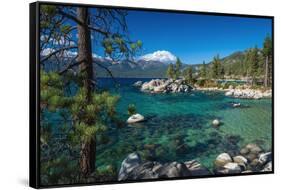 Boulders and cove at Sand Harbor State Park, Lake Tahoe, Nevada, USA-Russ Bishop-Framed Stretched Canvas