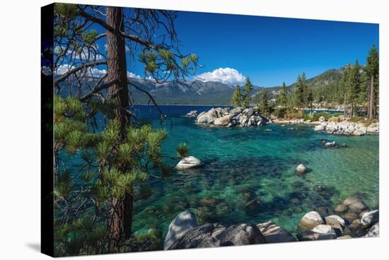 Boulders and cove at Sand Harbor State Park, Lake Tahoe, Nevada, USA-Russ Bishop-Stretched Canvas