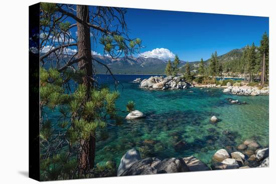 Boulders and cove at Sand Harbor State Park, Lake Tahoe, Nevada, USA-Russ Bishop-Stretched Canvas