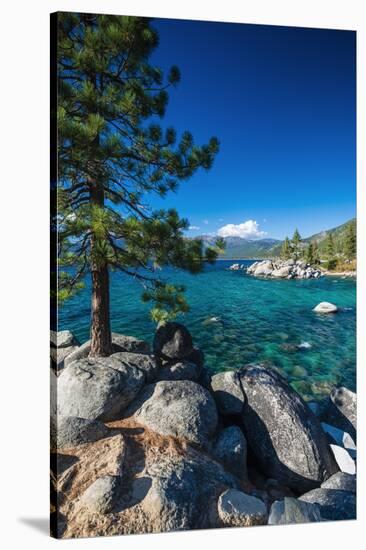 Boulders and cove at Sand Harbor State Park, Lake Tahoe, Nevada USA-Russ Bishop-Stretched Canvas