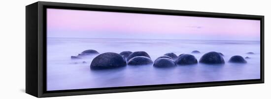 Boulders on the Beach at Sunrise, South Island, New Zealand-null-Framed Stretched Canvas