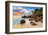 Boulders Tropical Beach Sunset-null-Framed Art Print