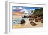 Boulders Tropical Beach Sunset-null-Framed Art Print