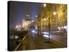 Boulevard along Vltava River and National Theatre, Prague, Czech Republic-Alan Klehr-Stretched Canvas