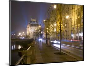 Boulevard along Vltava River and National Theatre, Prague, Czech Republic-Alan Klehr-Mounted Photographic Print