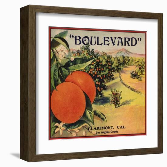 Boulevard Brand - Claremont, California - Citrus Crate Label-Lantern Press-Framed Art Print