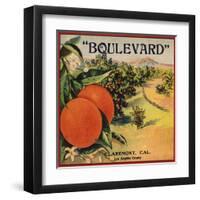 Boulevard Brand - Claremont, California - Citrus Crate Label-Lantern Press-Framed Art Print