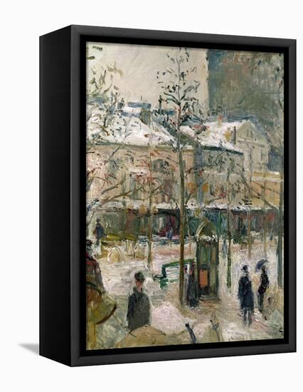 Boulevard De Rocheouart in Snow, 1878-Camille Pissarro-Framed Stretched Canvas