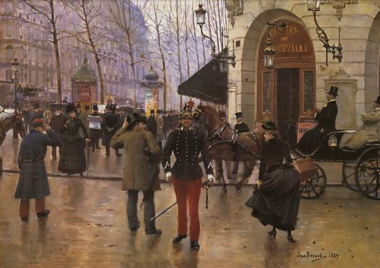 Boulevard des Capucines and The Vaudeville Theatre-Jean Béraud-Framed Textured Art