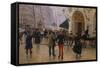 Boulevard Des Capucines at the Site of Theater Du Vaudeville, 1889-Jean Béraud-Framed Stretched Canvas