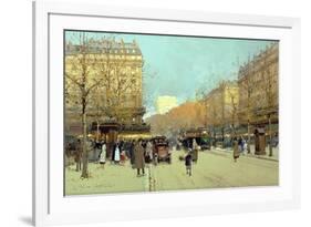 Boulevard Haussmann, in Paris-Eugene Galien-Laloue-Framed Giclee Print