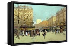 Boulevard Haussmann, in Paris-Eugene Galien-Laloue-Framed Stretched Canvas