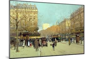 Boulevard Haussmann, in Paris-Eugene Galien-Laloue-Mounted Giclee Print