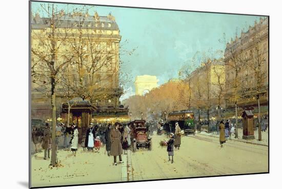 Boulevard Haussmann, in Paris-Eugene Galien-Laloue-Mounted Giclee Print