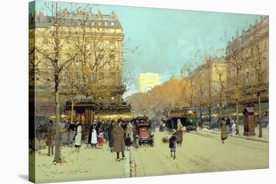 Boulevard Haussmann, in Paris-Eugene Galien-Laloue-Stretched Canvas