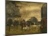 Boulevard in Wet Weather, Paris, 1899 (Oil on Canvas)-Robert Cozad Henri-Mounted Giclee Print