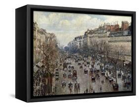 Boulevard Monmartre in Paris-Camille Pissarro-Framed Stretched Canvas