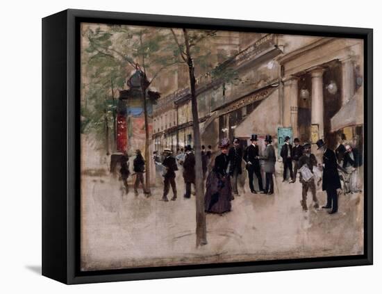 Boulevard Montmartre, devant le Théatre des Variétés, l'après-midi-Jean Béraud-Framed Stretched Canvas