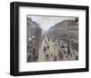 Boulevard Montmartre, Morning, Cloudy Weather, 1897-Camille Pissarro-Framed Art Print