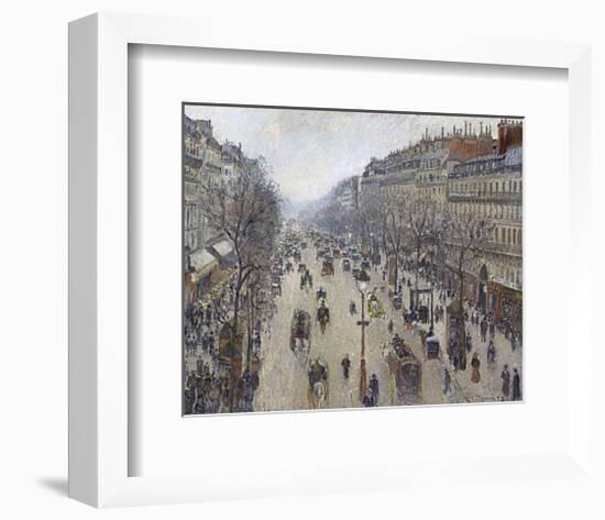 Boulevard Montmartre, Morning, Cloudy Weather, 1897-Camille Pissarro-Framed Art Print