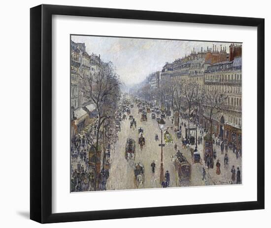 Boulevard Montmartre, Morning, Cloudy Weather, 1897-Camille Pissarro-Framed Art Print