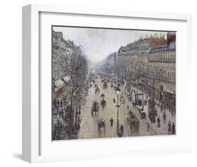 Boulevard Montmartre, Morning, Cloudy Weather, 1897-Camille Pissarro-Framed Art Print