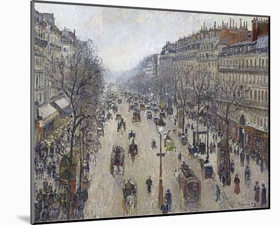 Boulevard Montmartre, Morning, Cloudy Weather, 1897-Camille Pissarro-Mounted Art Print