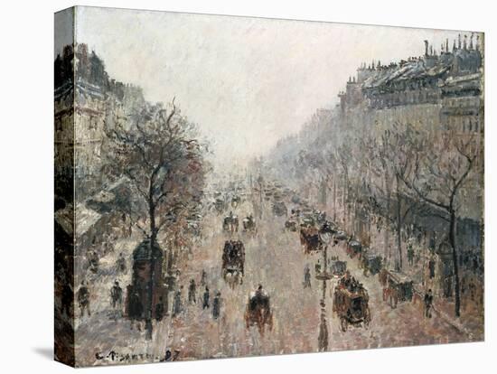Boulevard Montmartre on a Foggy Sunny Morning, 1897-Camille Pissarro-Stretched Canvas