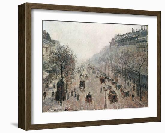 Boulevard Montmartre on a Foggy Sunny Morning, 1897-Camille Pissarro-Framed Giclee Print