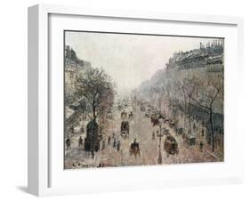 Boulevard Montmartre on a Foggy Sunny Morning, 1897-Camille Pissarro-Framed Giclee Print