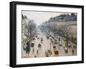 Boulevard Montmartre on Winter Morning, by Camille Pissarro, 1897, French Impressionist Oil Paintin-null-Framed Art Print