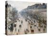 Boulevard Montmartre on Winter Morning, by Camille Pissarro, 1897, French Impressionist Oil Paintin-null-Stretched Canvas