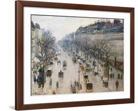 Boulevard Montmartre on Winter Morning, by Camille Pissarro, 1897, French Impressionist Oil Paintin-null-Framed Art Print