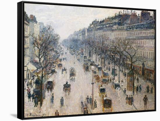 Boulevard Montmartre on Winter Morning, by Camille Pissarro, 1897, French Impressionist Oil Paintin-null-Framed Stretched Canvas