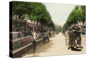 Boulevard Montmartre, Paris, 1900-null-Stretched Canvas